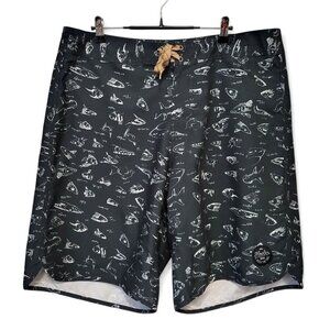 HOWLER BROS Brothers Bruja Boardshorts Fish Print Swim Trunks